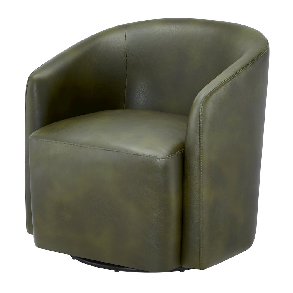 Amhurst Fern Green Faux Leather Swivel Barrel Chair. Picture 13