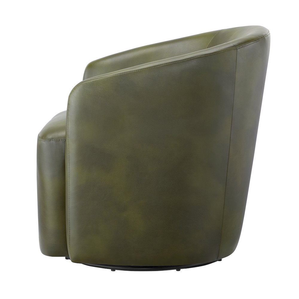Amhurst Fern Green Faux Leather Swivel Barrel Chair. Picture 14