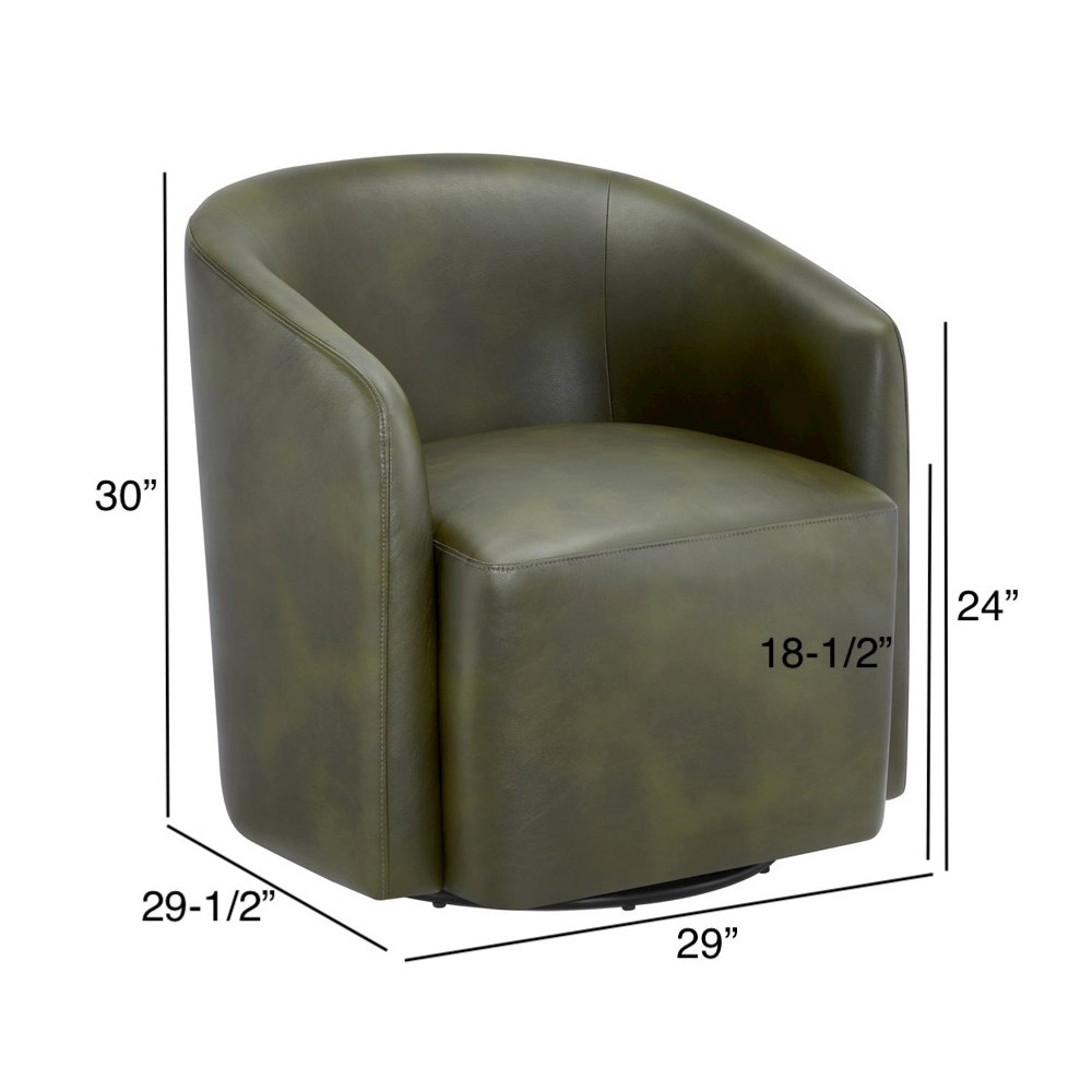 Amhurst Fern Green Faux Leather Swivel Barrel Chair. Picture 16
