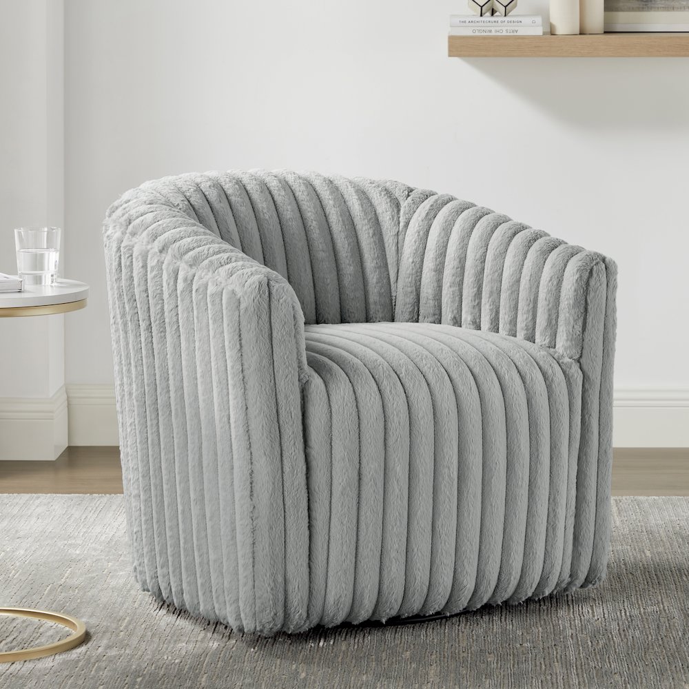 Audrey Ultra Plush Wide Cord-like Swivel Barrel Chair. Picture 2