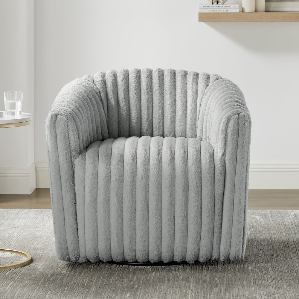 Audrey Ultra Plush Wide Cord-like Swivel Barrel Chair. Picture 9