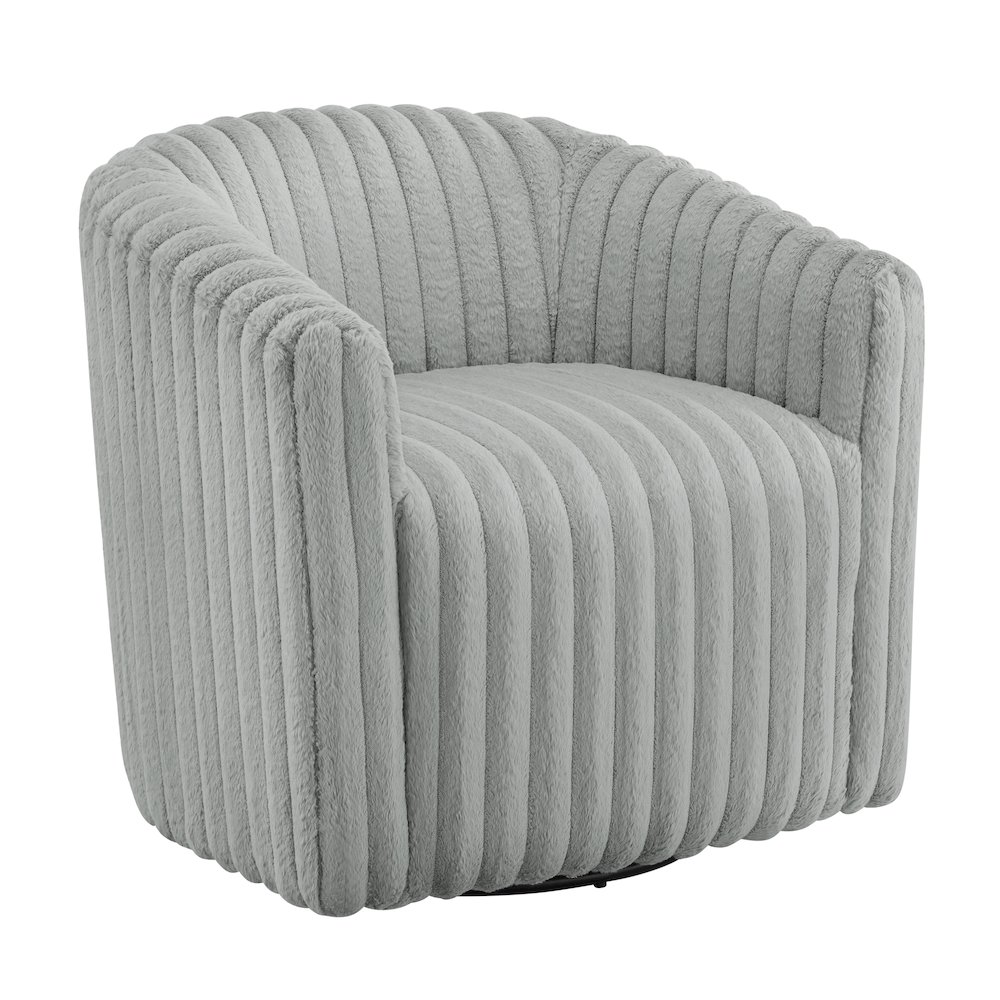 Audrey Ultra Plush Wide Cord-like Swivel Barrel Chair. Picture 1