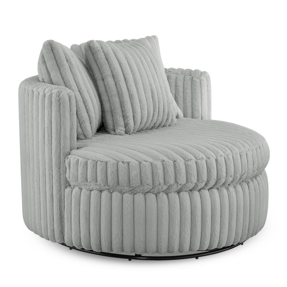 Meryl Ultra Plush Wide Cord-like Oversized Swivel Barrel Chair. Picture 8