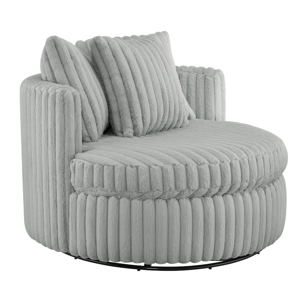 Meryl Ultra Plush Wide Cord-like Oversized Swivel Barrel Chair. Picture 1