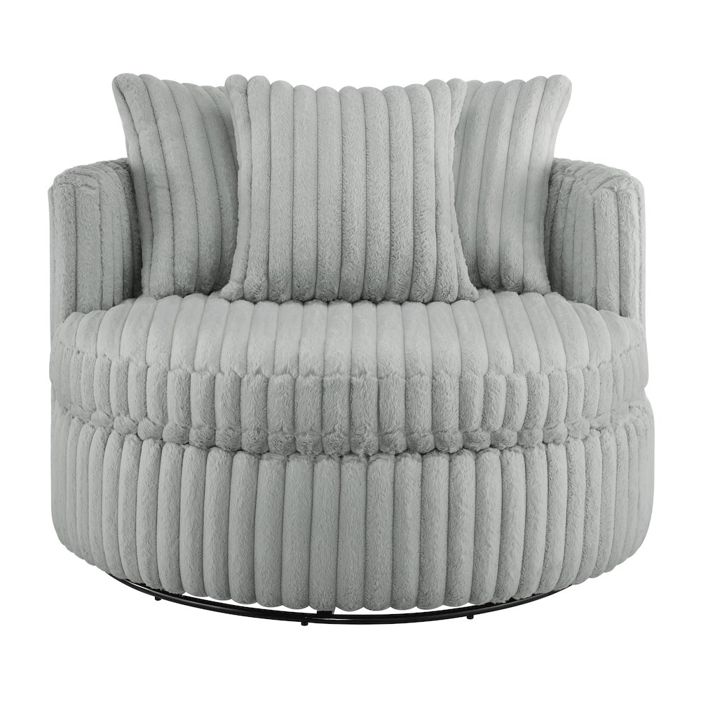 Meryl Ultra Plush Wide Cord-like Oversized Swivel Barrel Chair. Picture 10