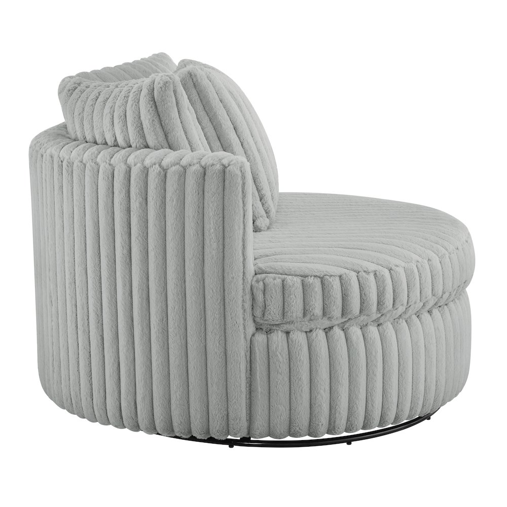 Meryl Ultra Plush Wide Cord-like Oversized Swivel Barrel Chair. Picture 11