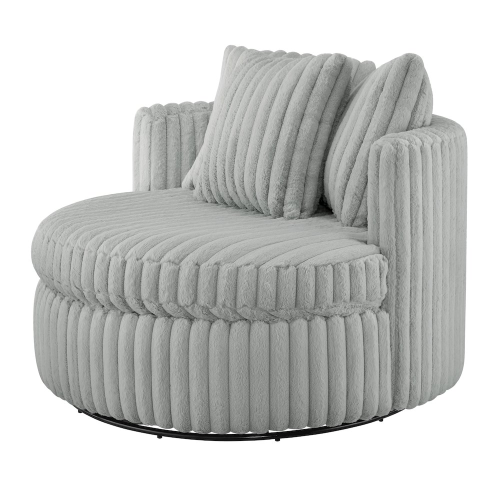 Meryl Ultra Plush Wide Cord-like Oversized Swivel Barrel Chair. Picture 13