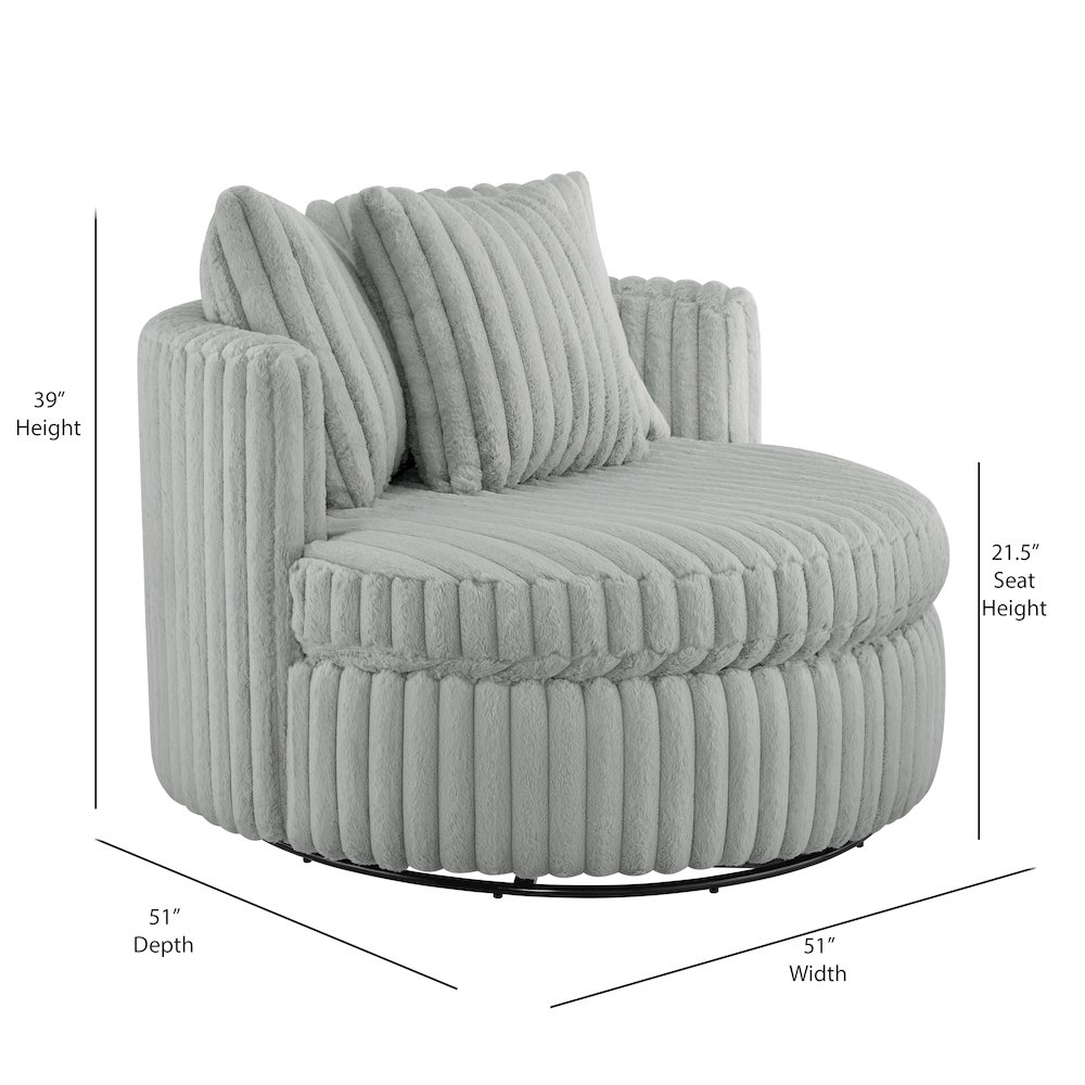 Meryl Ultra Plush Wide Cord-like Oversized Swivel Barrel Chair. Picture 16