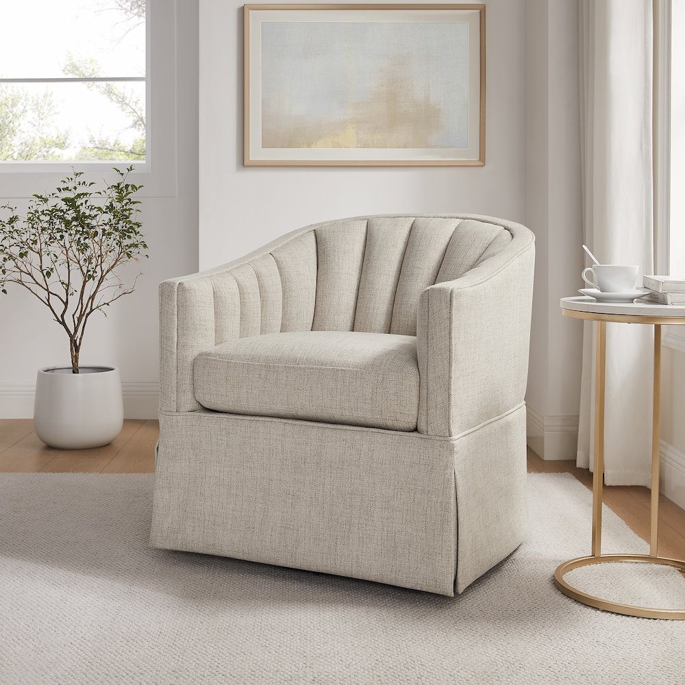 Sanibel Skirted Swivel Accent Chair. Picture 7