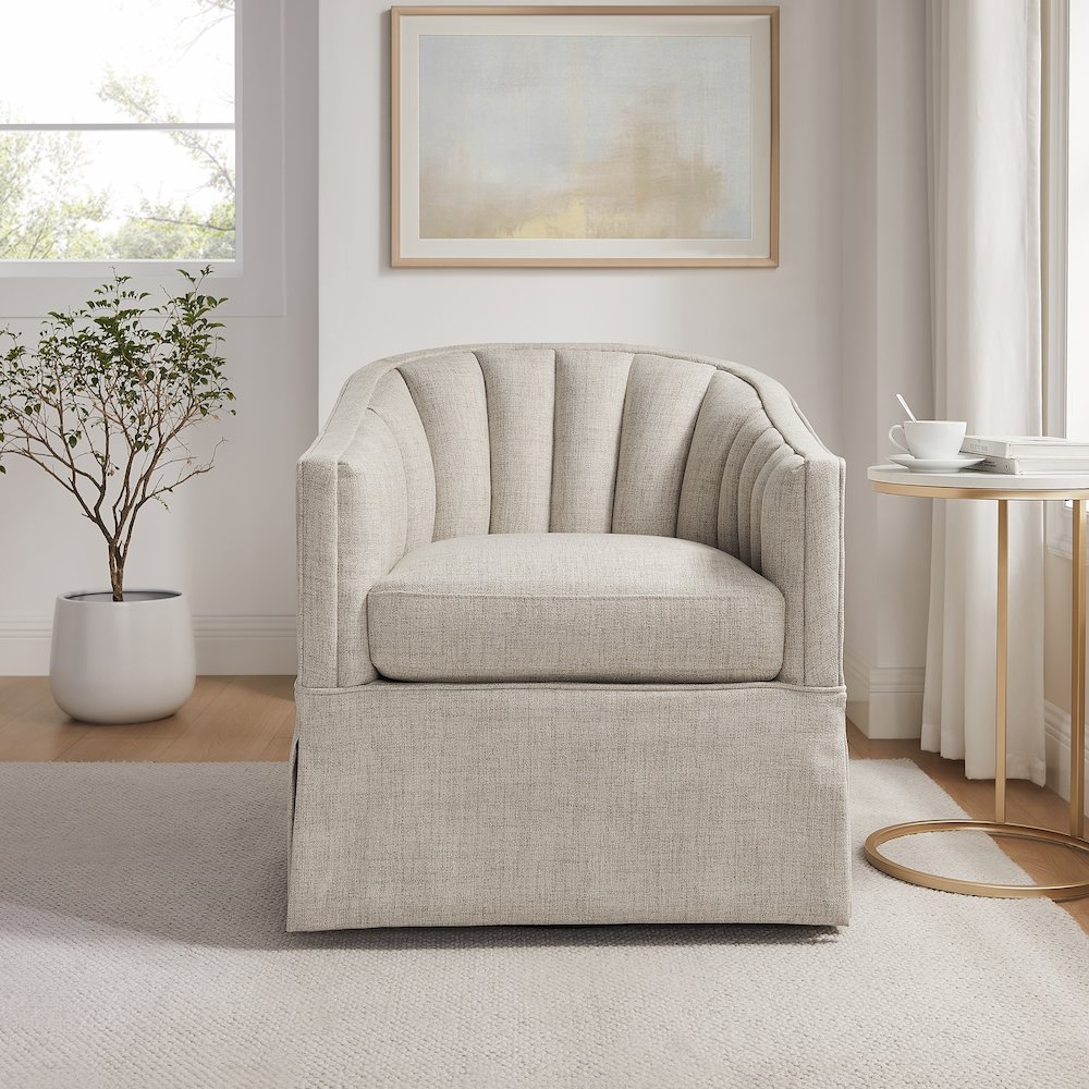 Sanibel Skirted Swivel Accent Chair. Picture 8