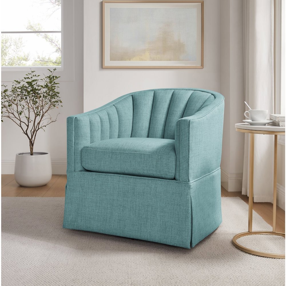 Sanibel Skirted Swivel Accent Chair. Picture 2