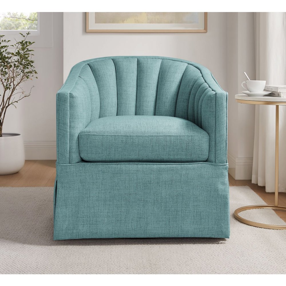 Sanibel Skirted Swivel Accent Chair. Picture 3