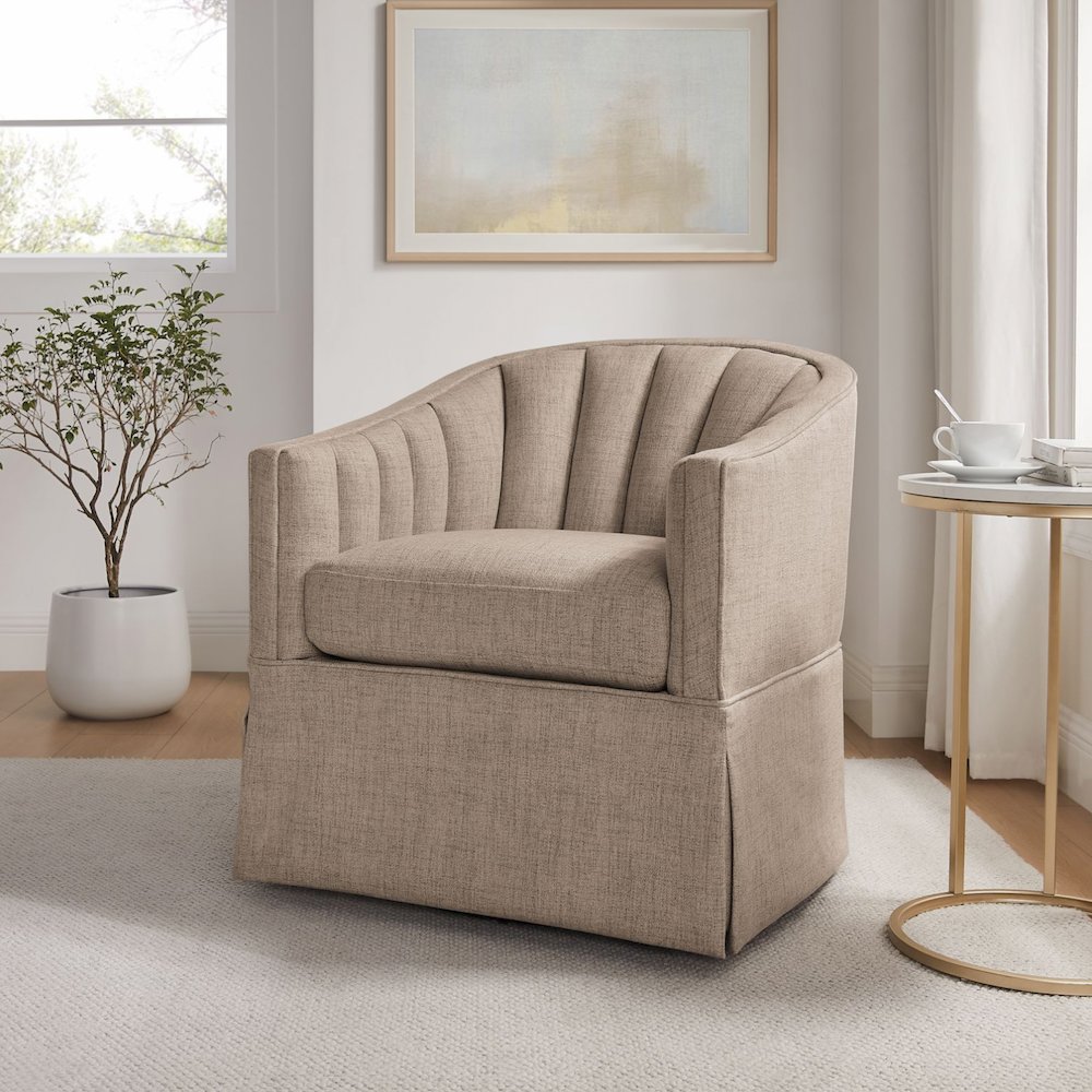 Sanibel Skirted Swivel Accent Chair. Picture 2
