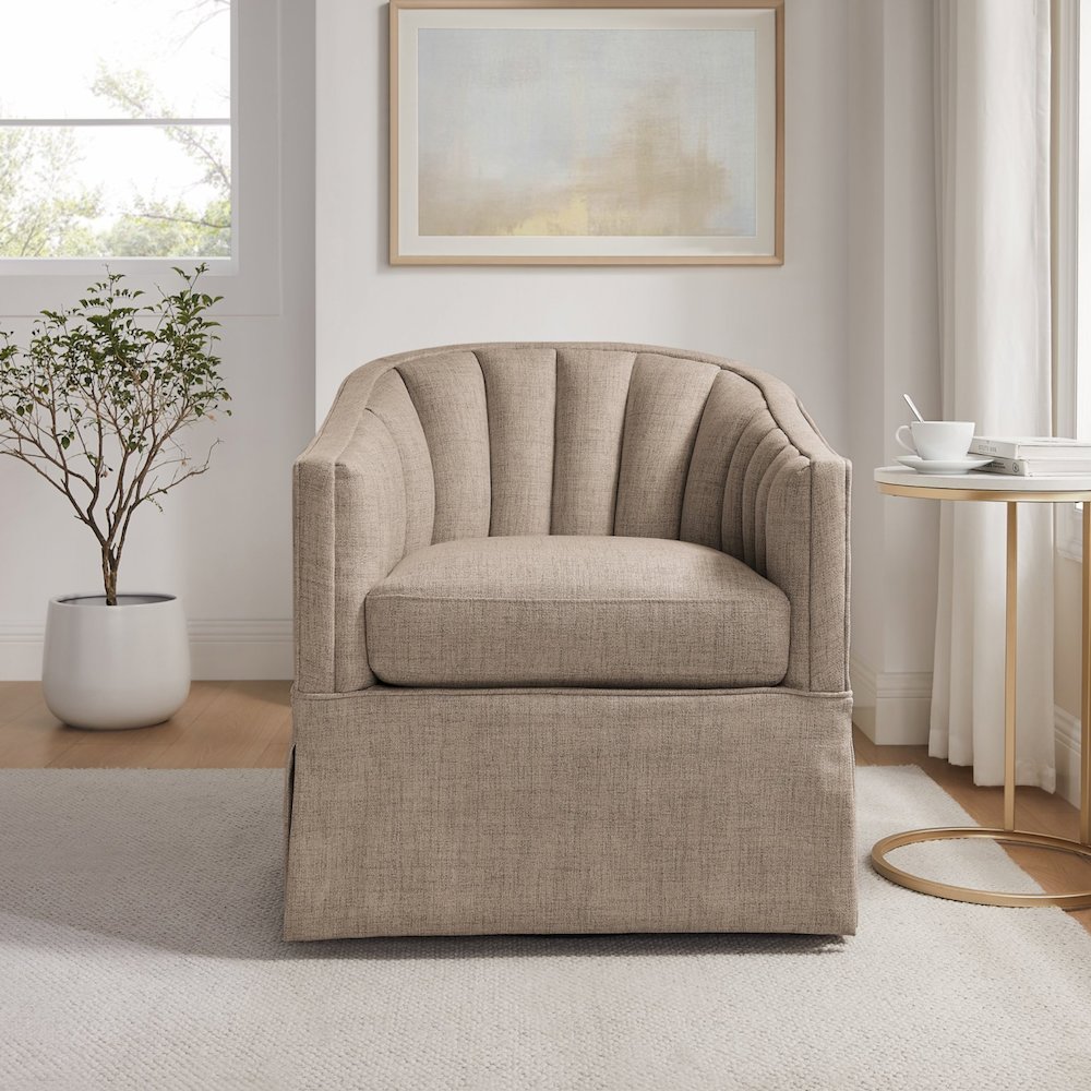 Sanibel Skirted Swivel Accent Chair. Picture 5