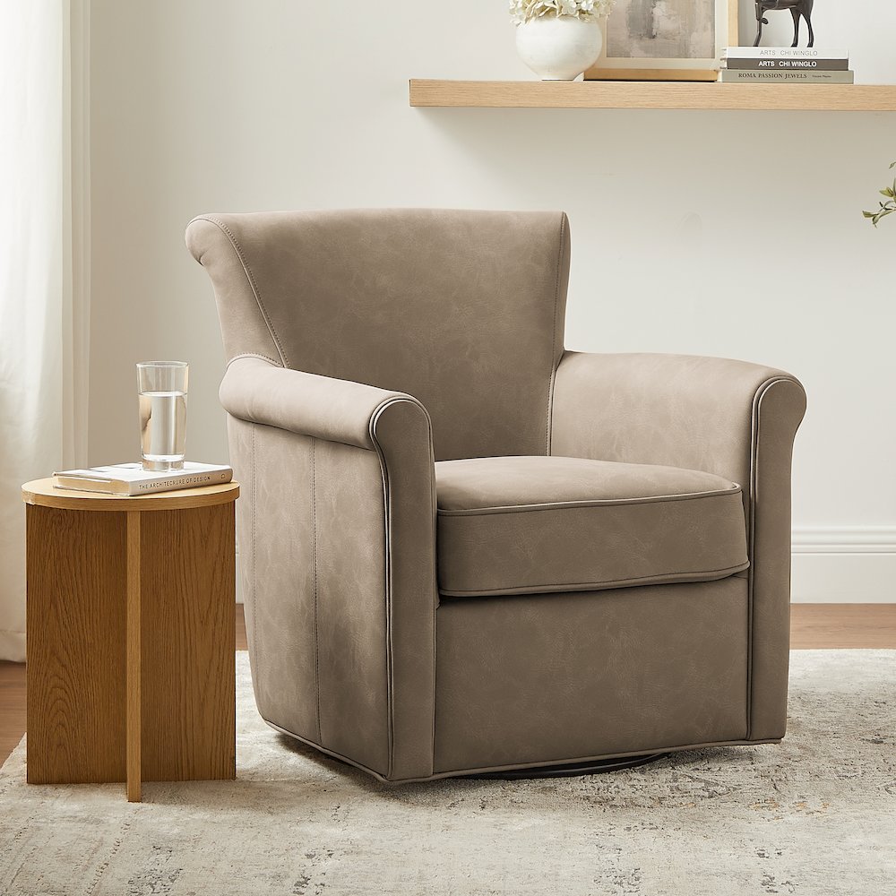 Winton Faux Leather Swivel Accent Chair - Willow. Picture 2