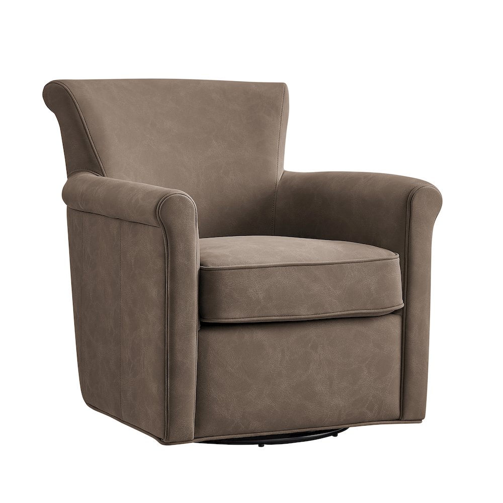 Winton Faux Leather Swivel Accent Chair - Espresso. Picture 1