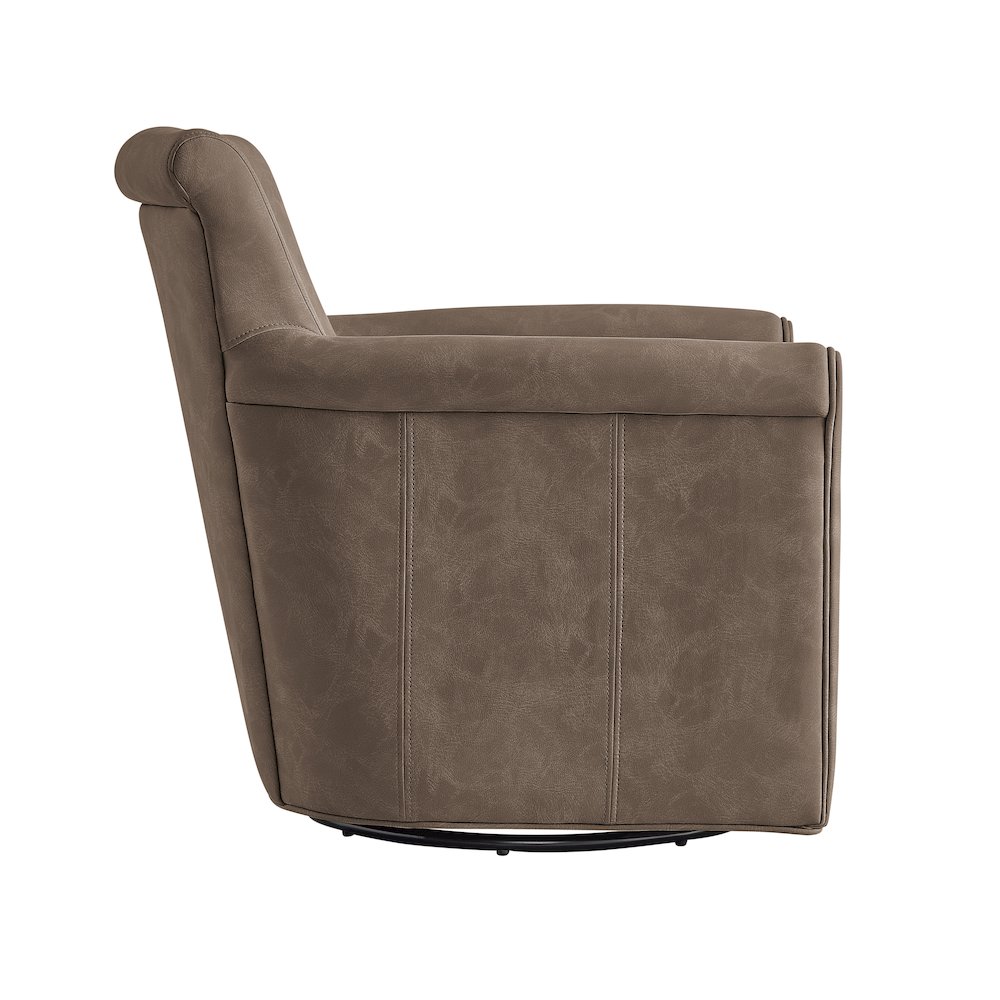 Winton Faux Leather Swivel Accent Chair - Espresso. Picture 10