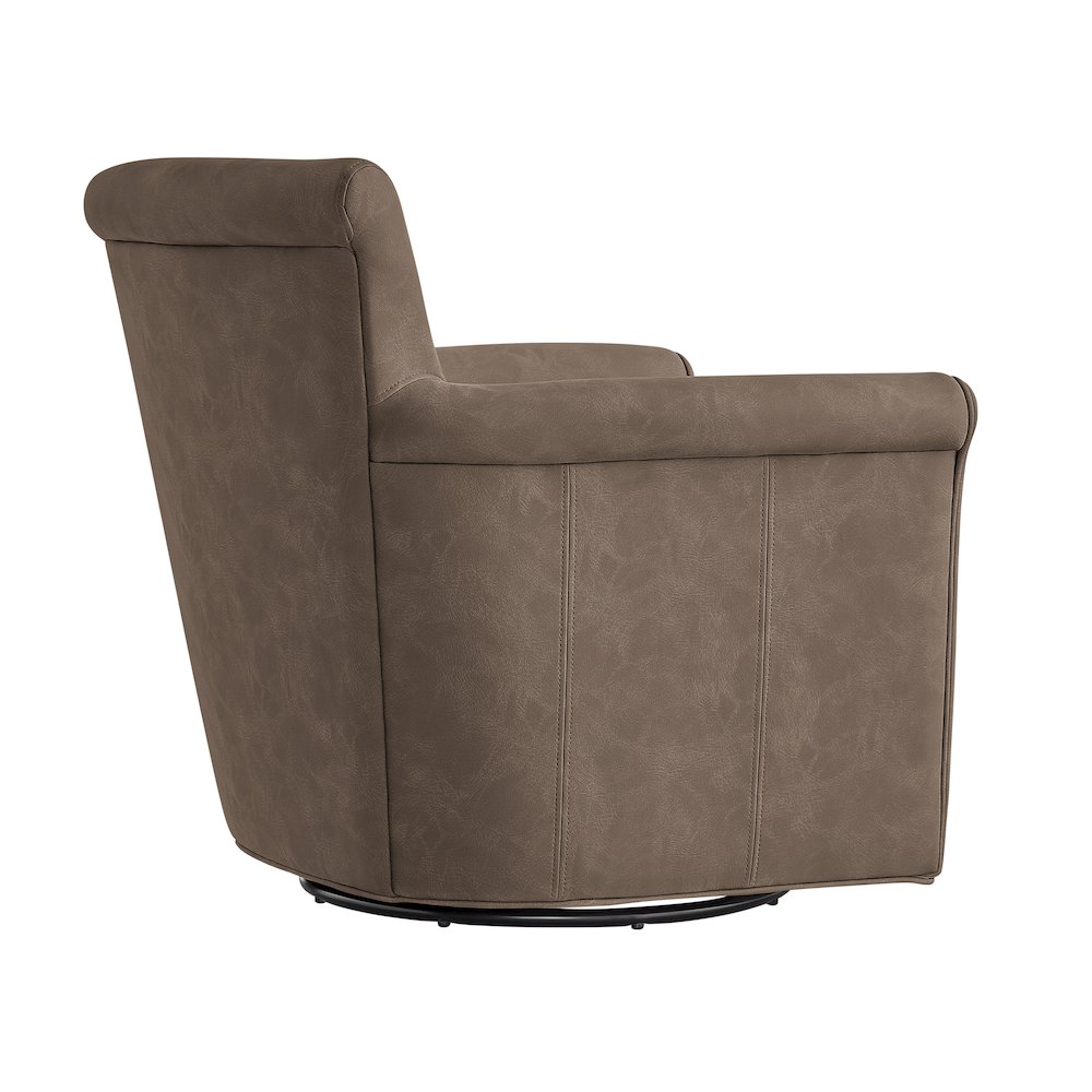 Winton Faux Leather Swivel Accent Chair - Espresso. Picture 11