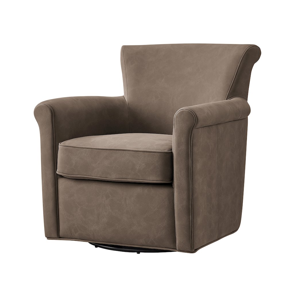Winton Faux Leather Swivel Accent Chair - Espresso. Picture 12