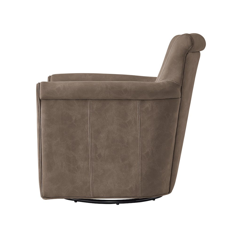 Winton Faux Leather Swivel Accent Chair - Espresso. Picture 13