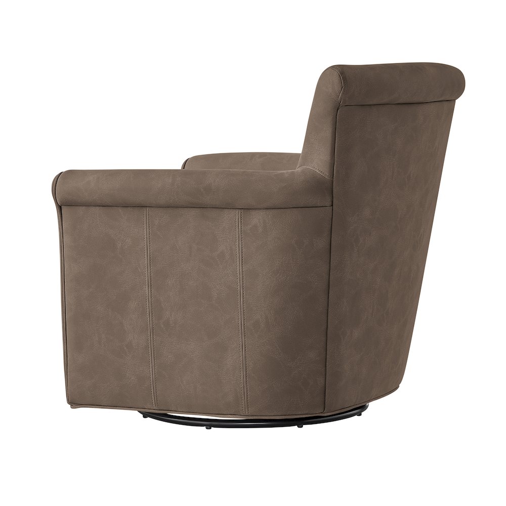 Winton Faux Leather Swivel Accent Chair - Espresso. Picture 14