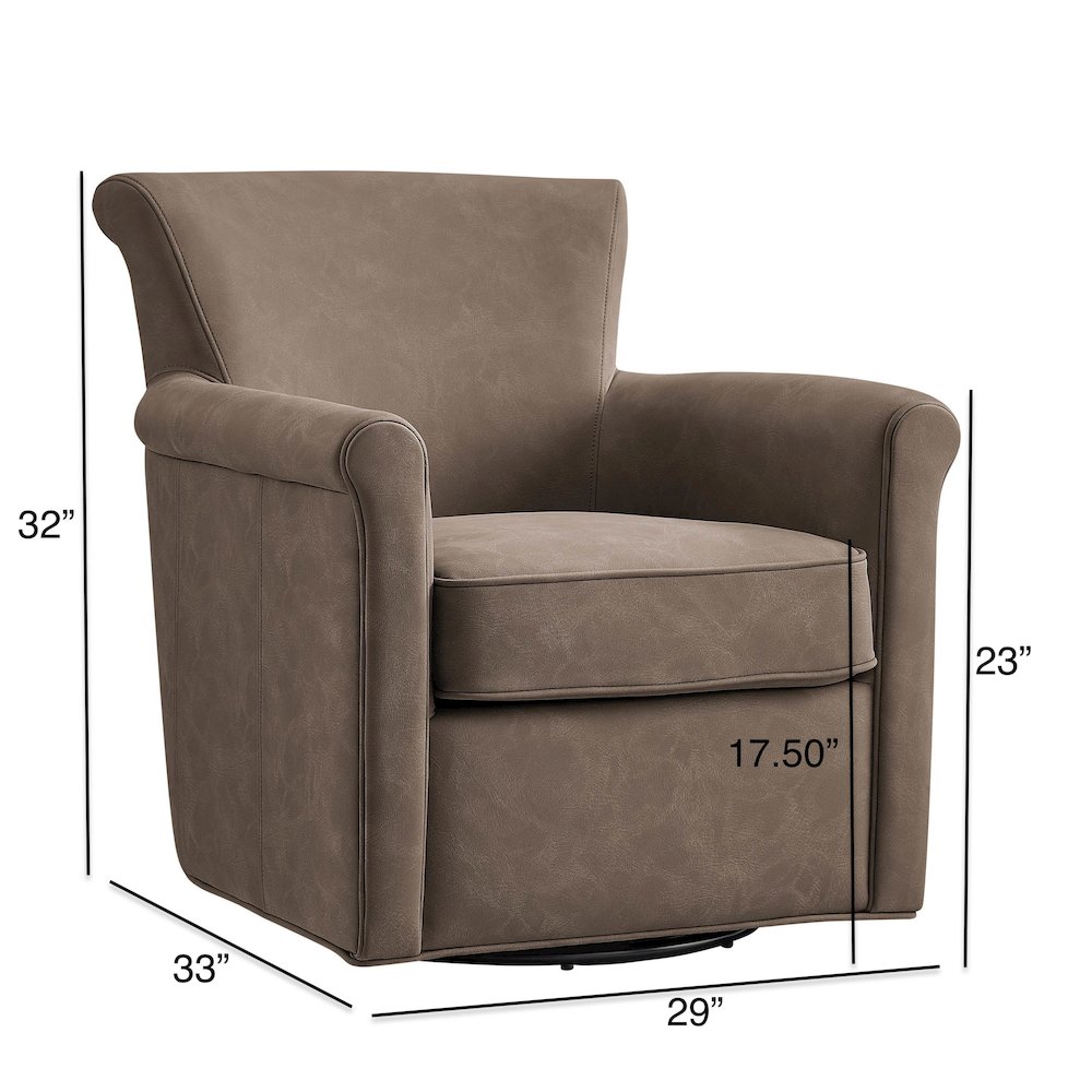 Winton Faux Leather Swivel Accent Chair - Espresso. Picture 15