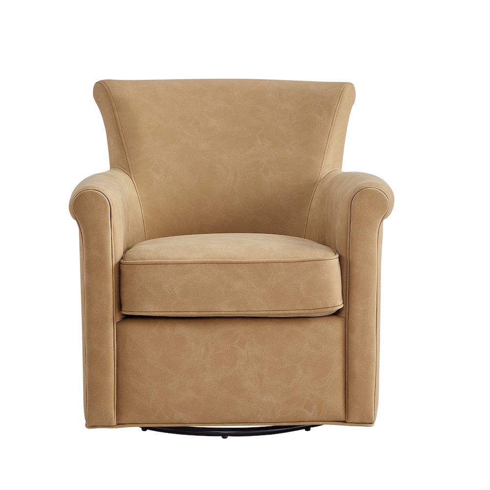 Winton Faux Leather Swivel Accent Chair - Honey Brown. Picture 9