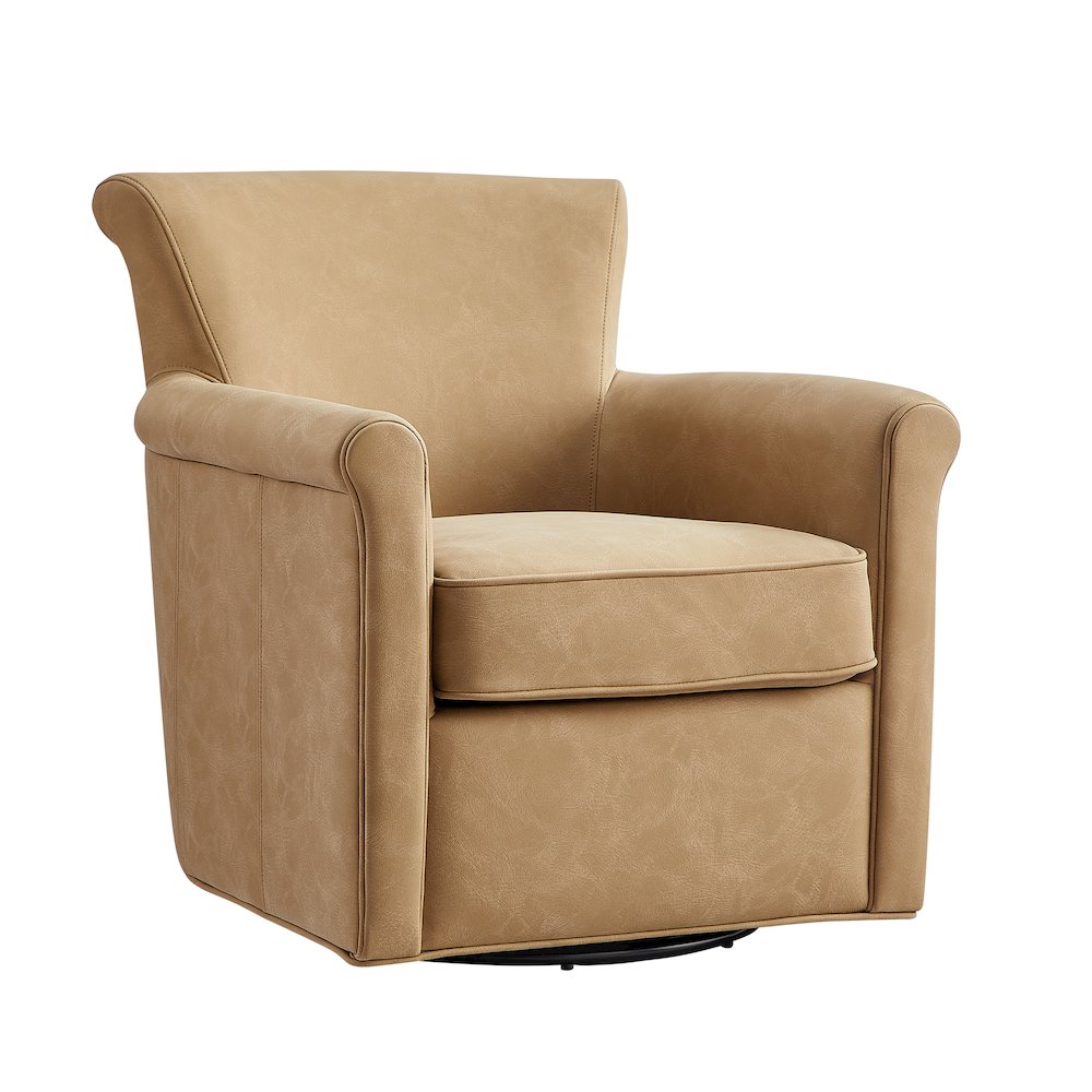 Winton Faux Leather Swivel Accent Chair - Honey Brown. Picture 1