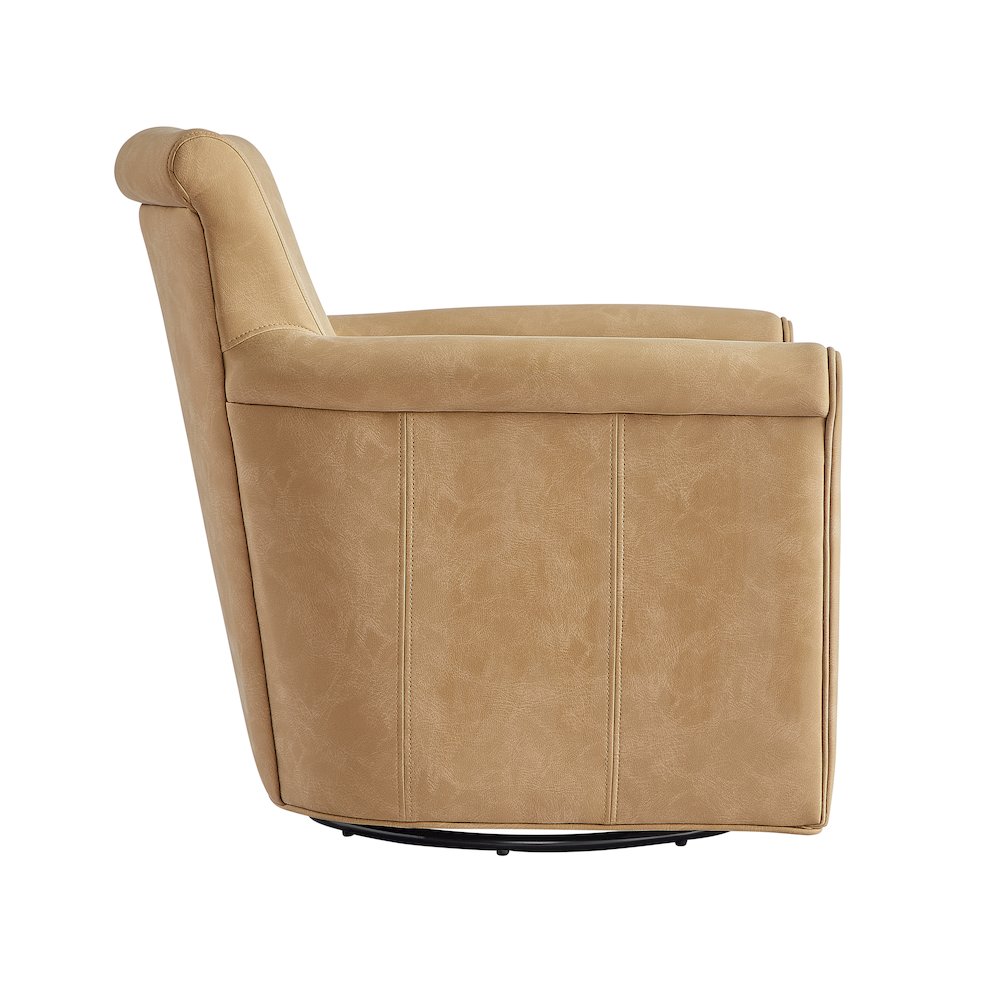 Winton Faux Leather Swivel Accent Chair - Honey Brown. Picture 10