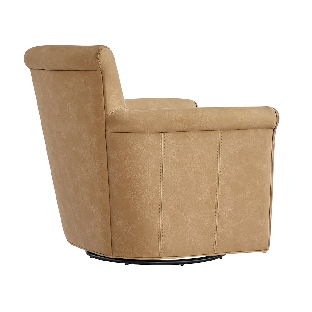 Winton Faux Leather Swivel Accent Chair - Honey Brown. Picture 11