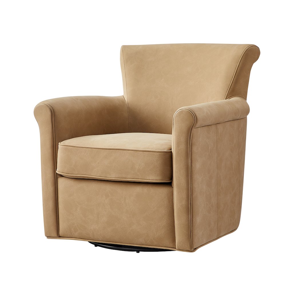 Winton Faux Leather Swivel Accent Chair - Honey Brown. Picture 12