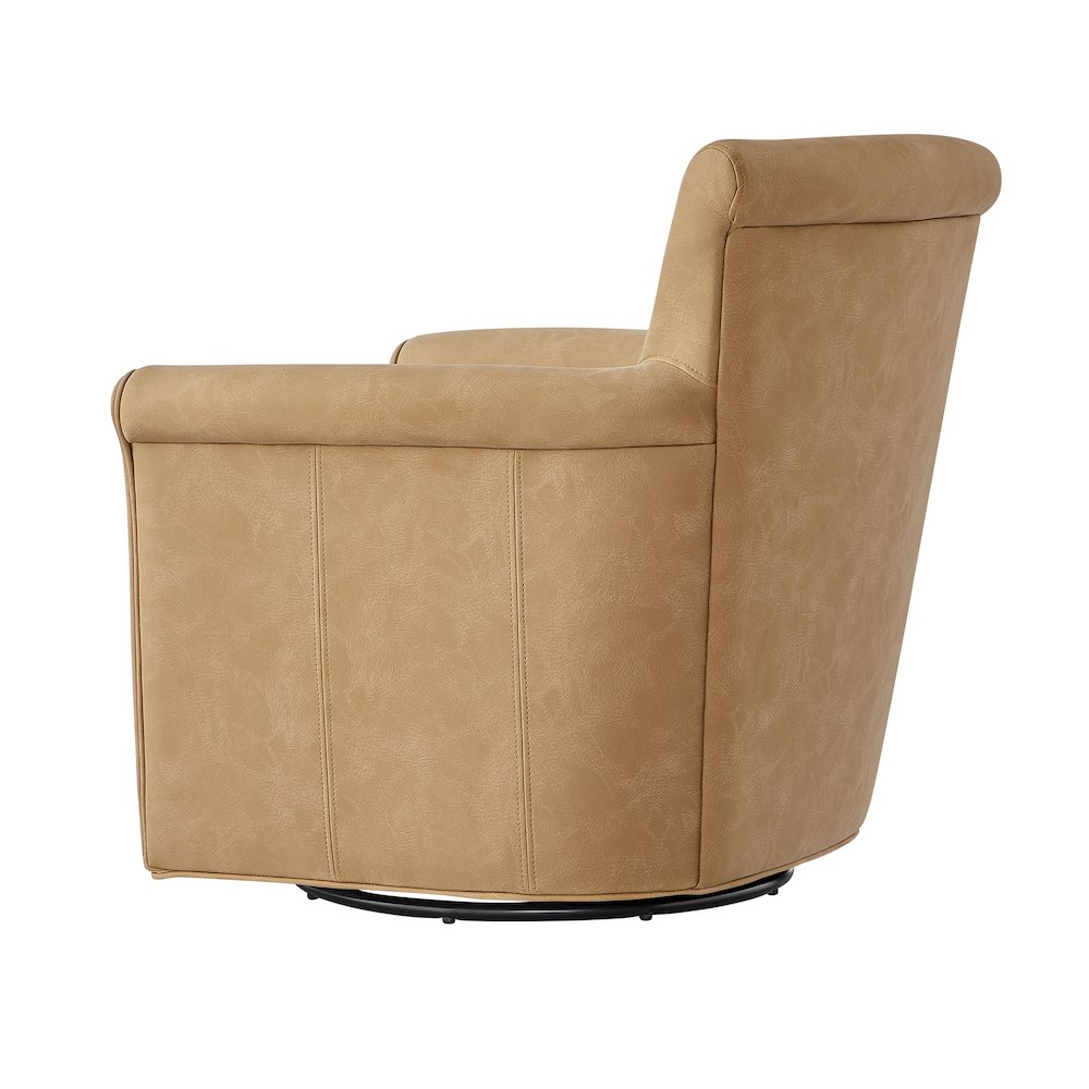 Winton Faux Leather Swivel Accent Chair - Honey Brown. Picture 14