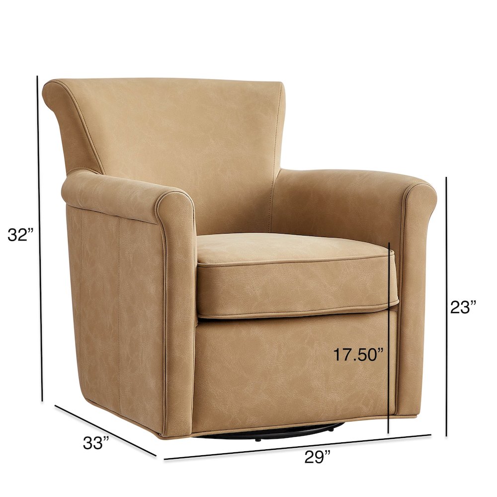 Winton Faux Leather Swivel Accent Chair - Honey Brown. Picture 15