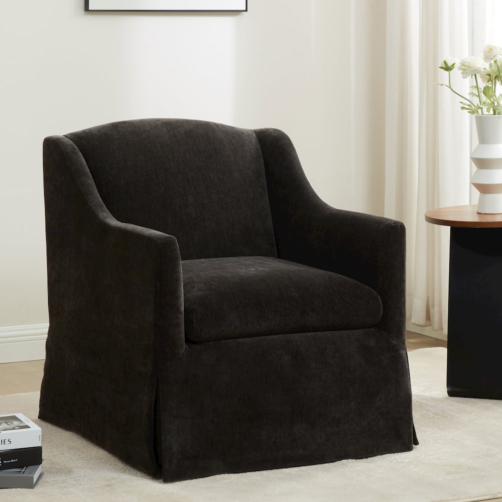 Ludlow Skirted Swivel Accent Chair - Mink. Picture 2