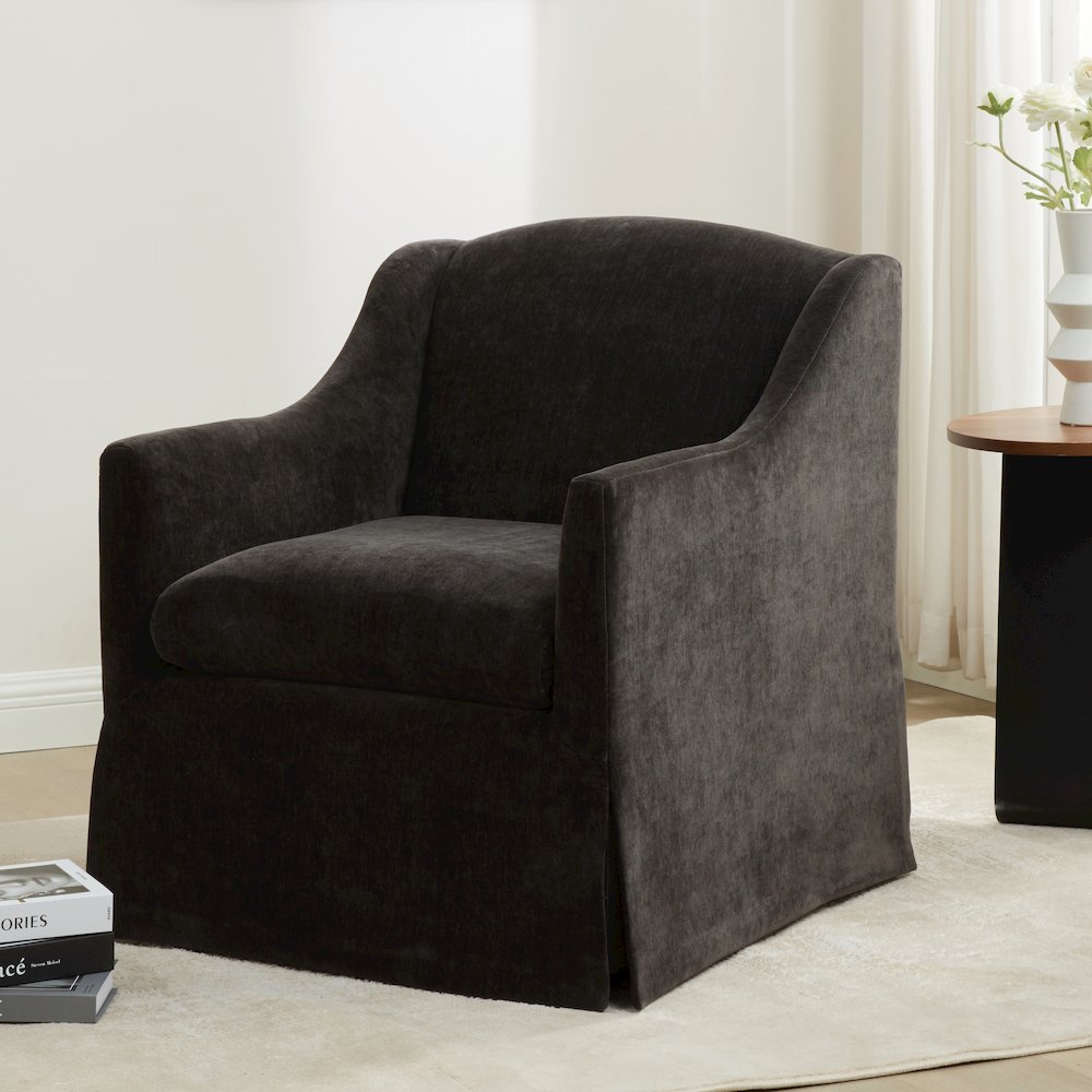 Ludlow Skirted Swivel Accent Chair - Mink. Picture 20