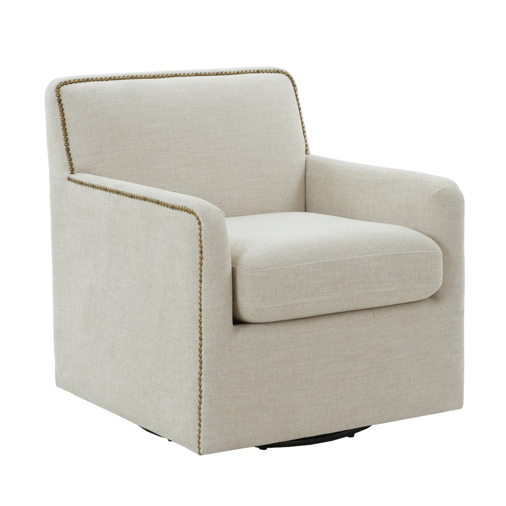 Tolland Swivel Accent Chair with Nailhead Trim - Sand. Picture 1