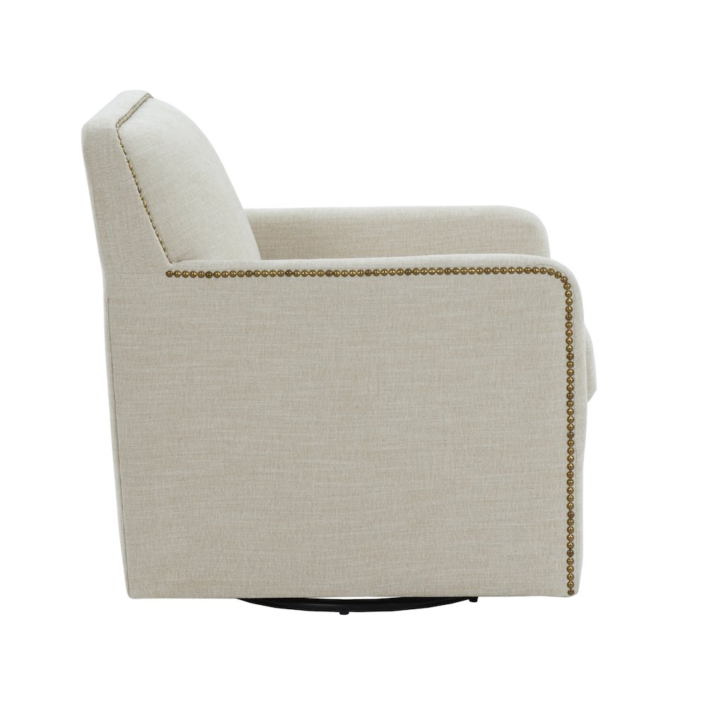 Tolland Swivel Accent Chair with Nailhead Trim - Sand. Picture 3