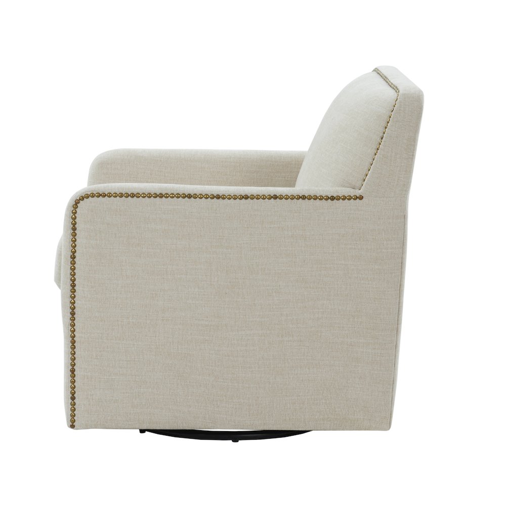 Tolland Swivel Accent Chair with Nailhead Trim - Sand. Picture 8