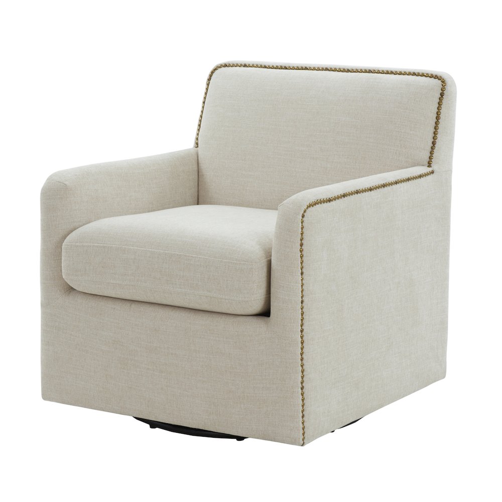 Tolland Swivel Accent Chair with Nailhead Trim - Sand. Picture 9