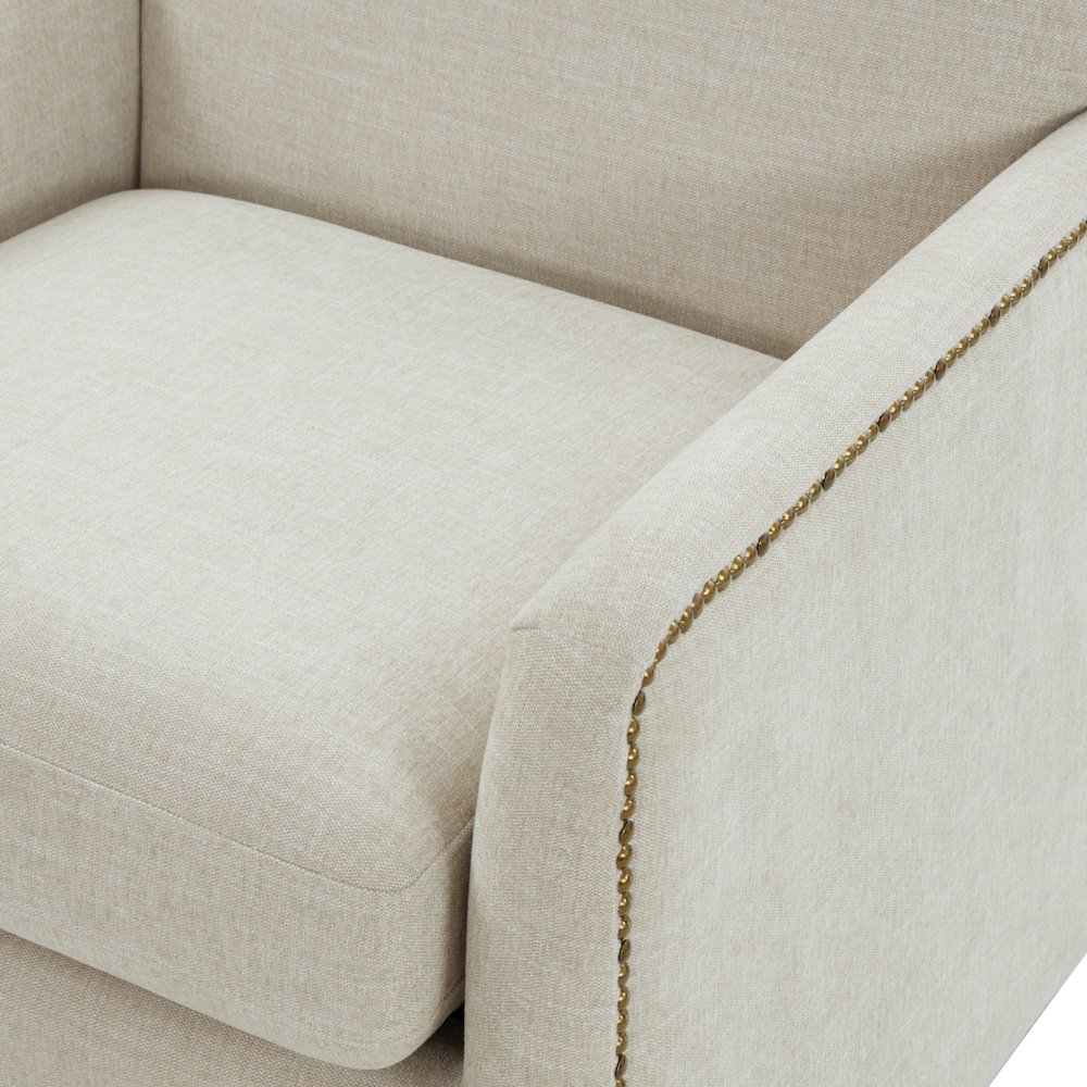 Tolland Swivel Accent Chair with Nailhead Trim - Sand. Picture 12