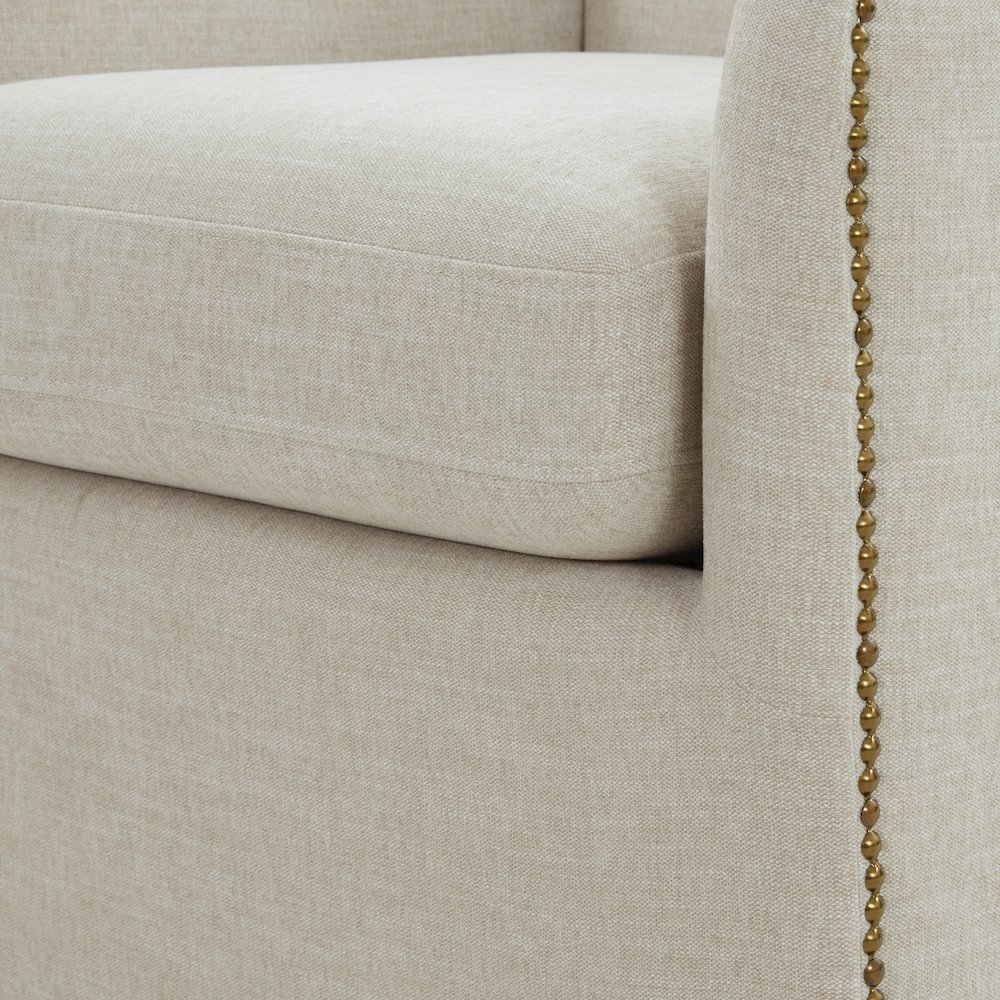 Tolland Swivel Accent Chair with Nailhead Trim - Sand. Picture 14