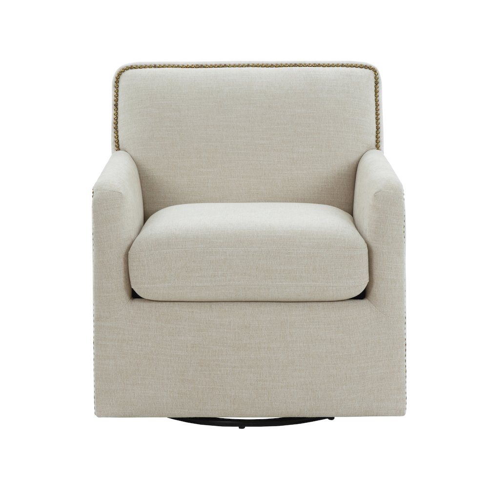 Tolland Swivel Accent Chair with Nailhead Trim - Sand. Picture 22