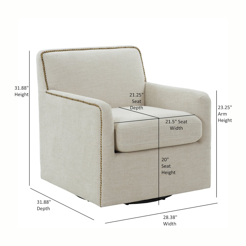 Tolland Swivel Accent Chair with Nailhead Trim - Sand. Picture 23