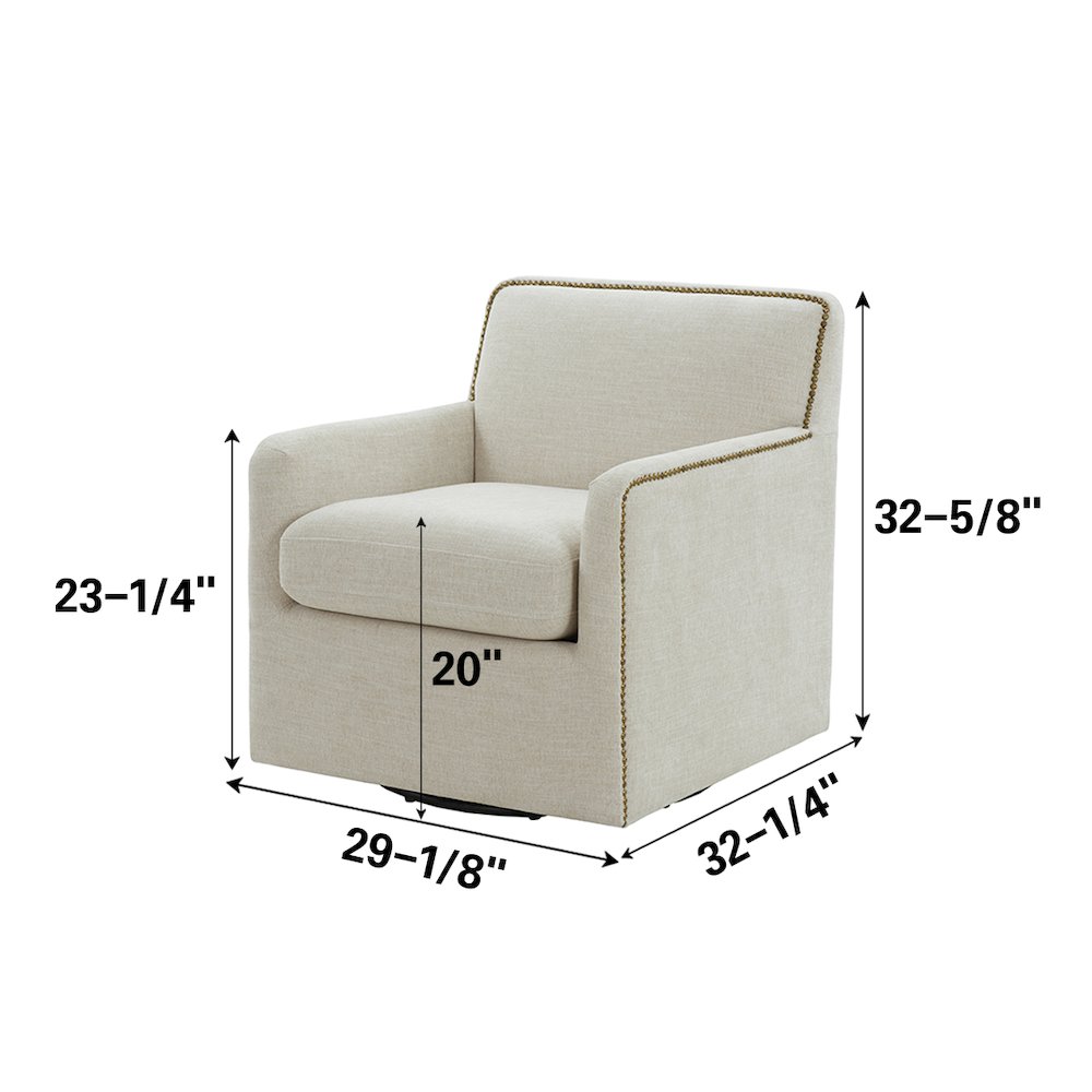 Tolland Swivel Accent Chair with Nailhead Trim - Sand. Picture 6