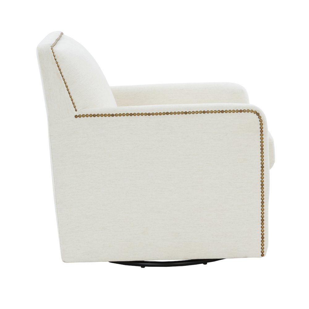 Tolland Swivel Accent Chair with Nailhead Trim - Cream. Picture 3
