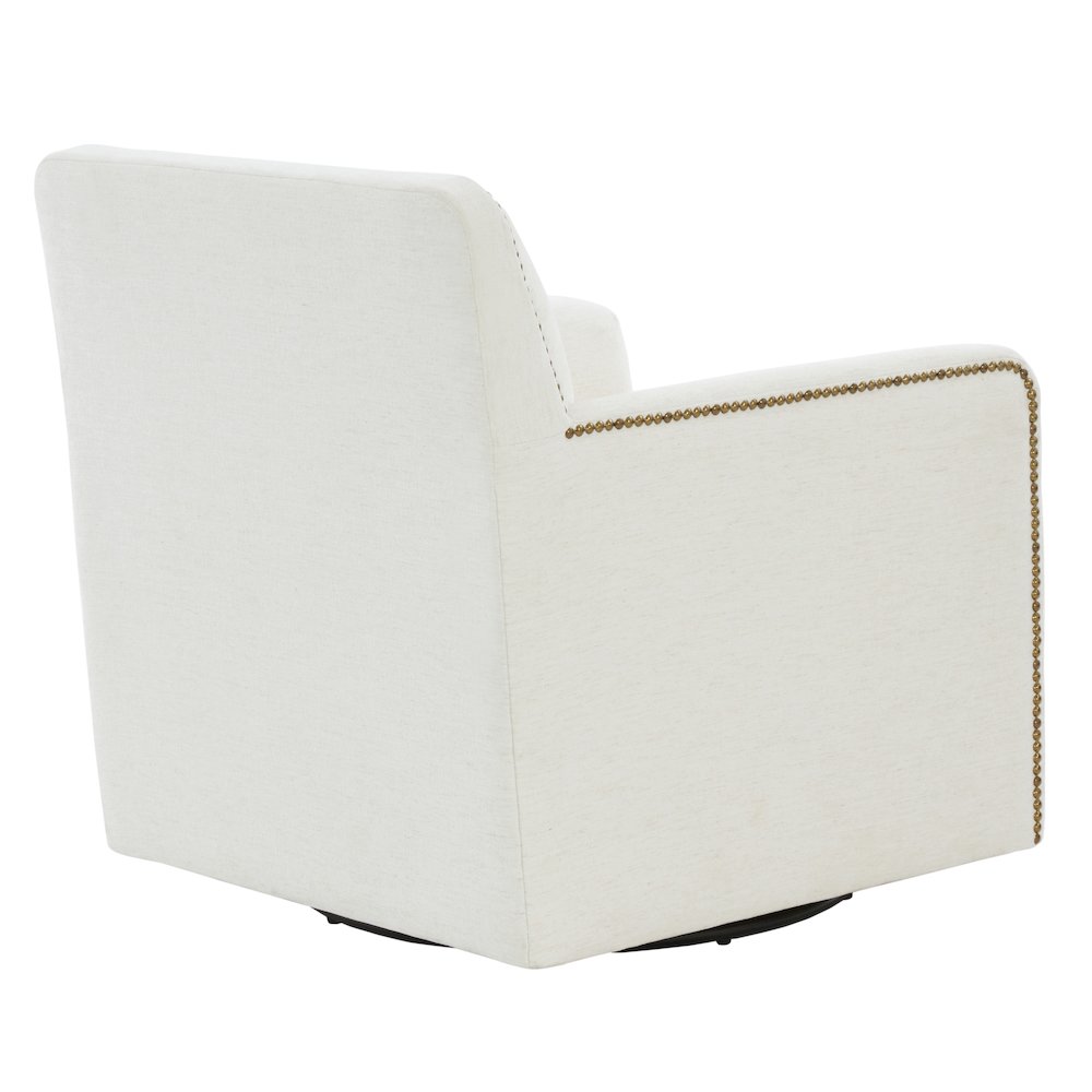 Tolland Swivel Accent Chair with Nailhead Trim - Cream. Picture 4