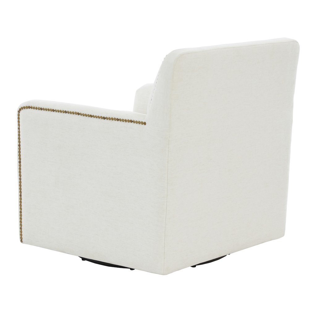 Tolland Swivel Accent Chair with Nailhead Trim - Cream. Picture 7
