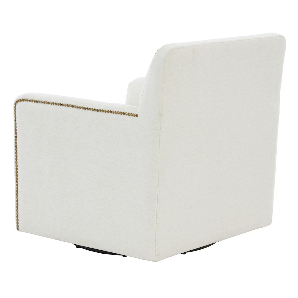 Tolland Swivel Accent Chair with Nailhead Trim - Cream. Picture 8