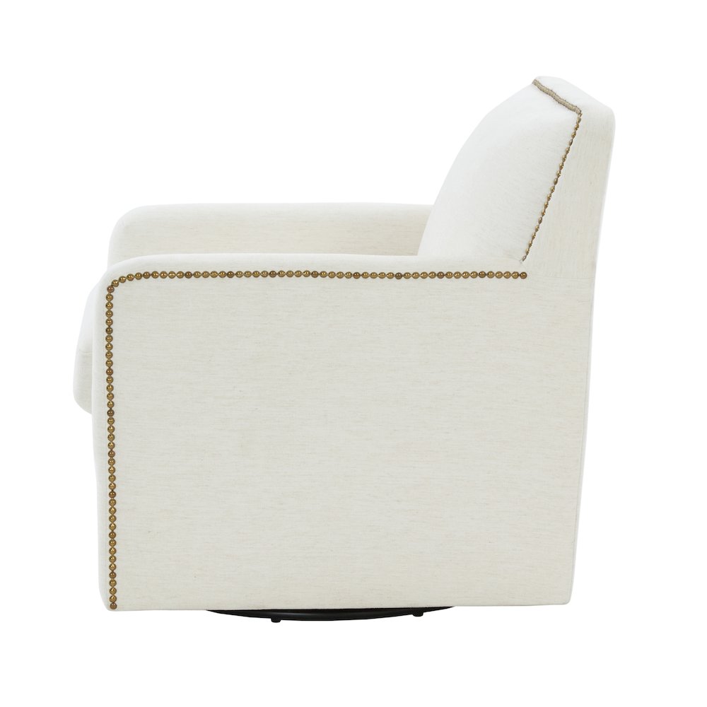 Tolland Swivel Accent Chair with Nailhead Trim - Cream. Picture 9