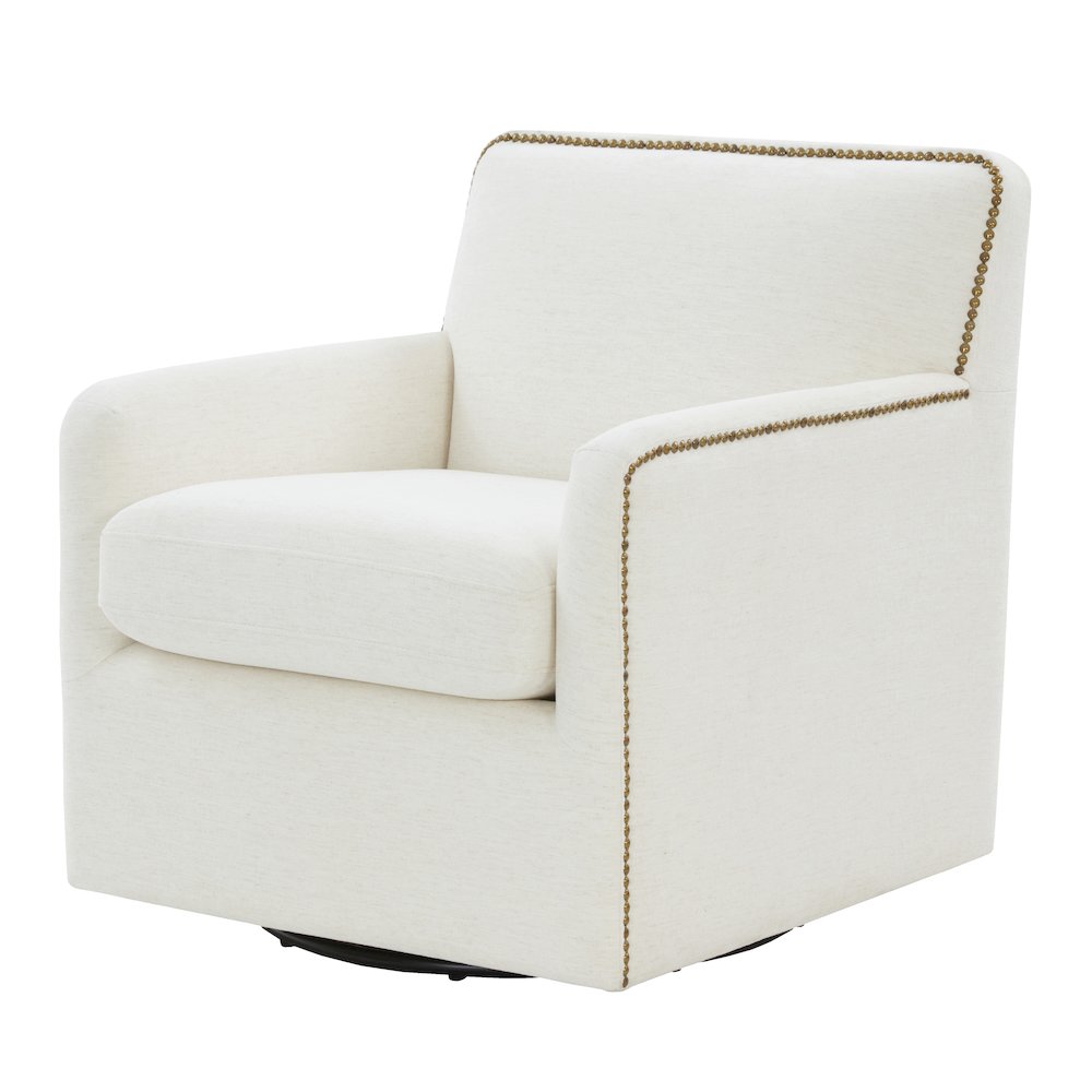 Tolland Swivel Accent Chair with Nailhead Trim - Cream. Picture 10